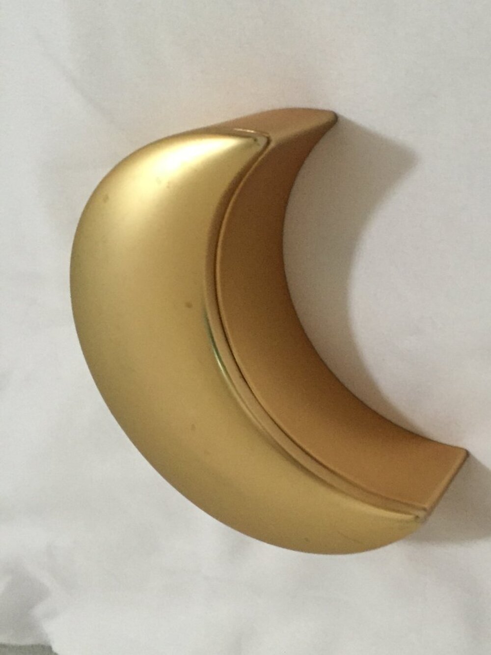 Vintage Gold Tone Crescent Moon Jewelry Trinket Box Black Velvet 4"